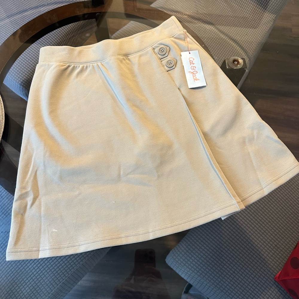 Cat & Jack Beige A-Line Skirt with Button Detail